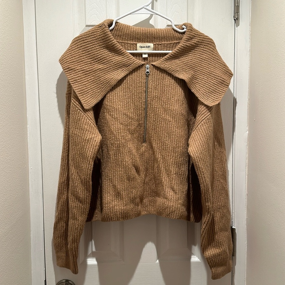 BRAND NEW beige zip sweater